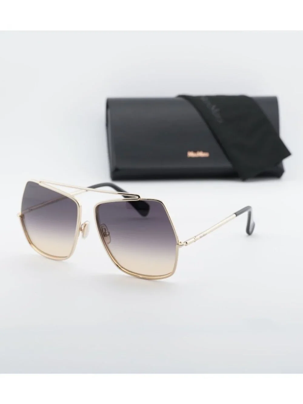 Max Mara MM0102 32B Butterfly Sunglasses - Gold / Smoke Gradient